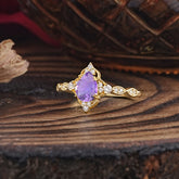 Antique Pear-Cut Natural Amethyst Engagement Ring